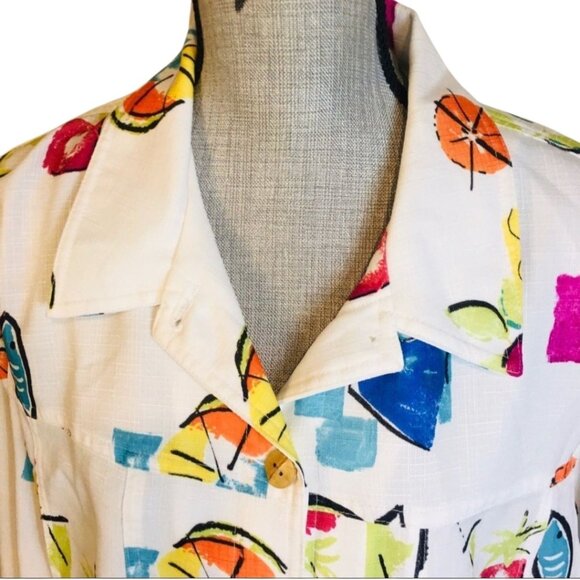 Allison Daley 22W Jacket Nautical Fish Print Colorful Beach Summer Artsy - Picture 6 of 7